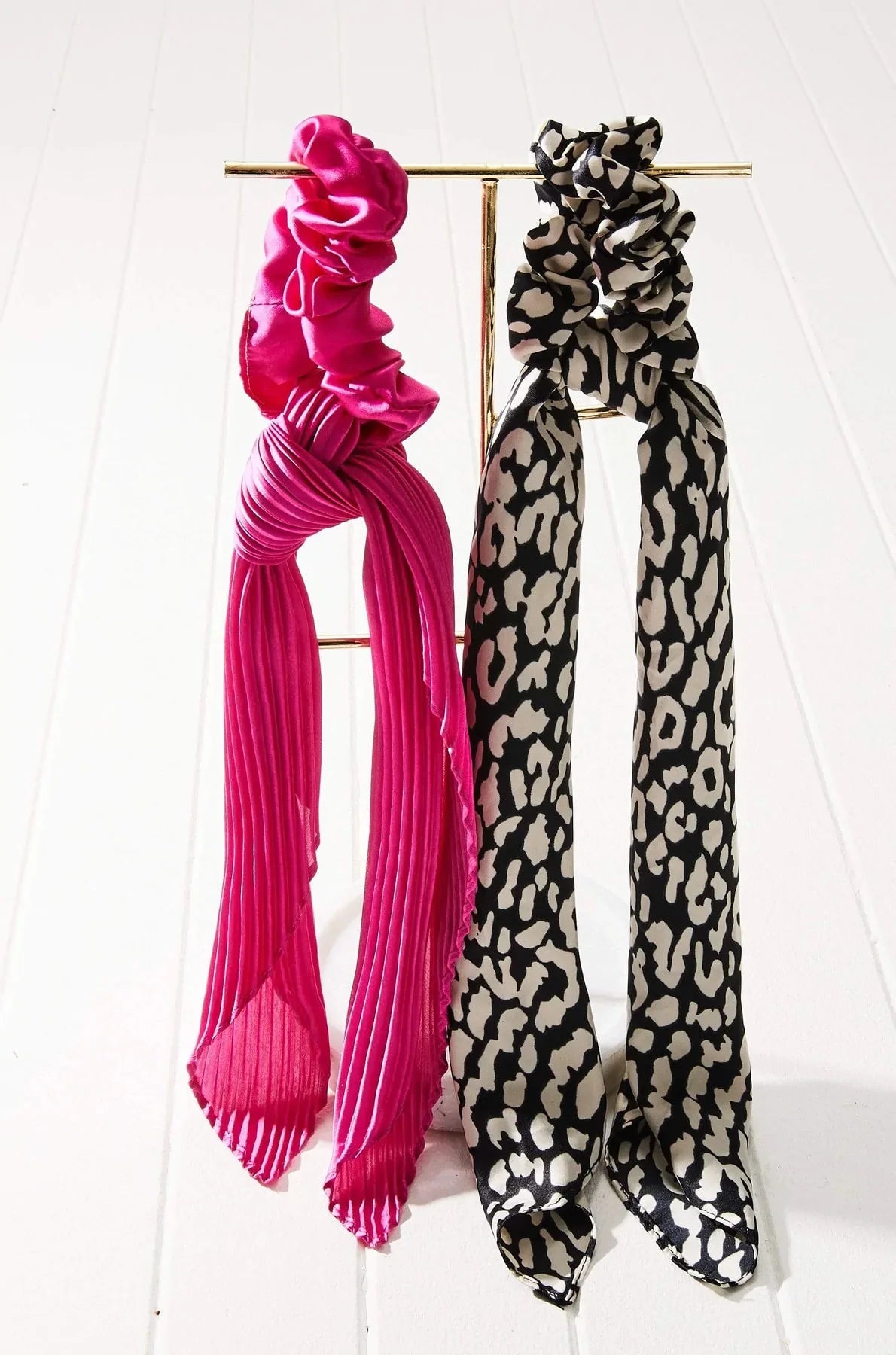 2pc Leopard Print Scarf Scrunchie Set