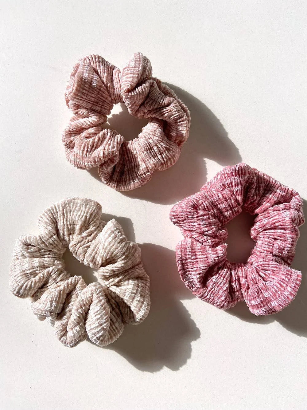 3pc Chenille Supersoft Scrunchie Set Pink