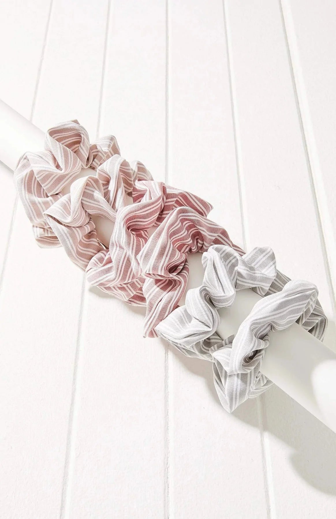 6pc Neutral Striped Scrunchie Set