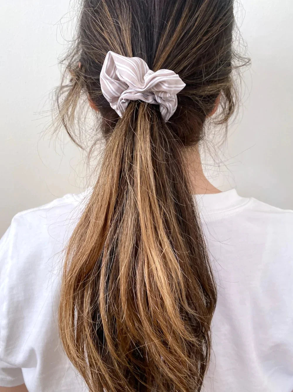 6pc Neutral Striped Scrunchie Set