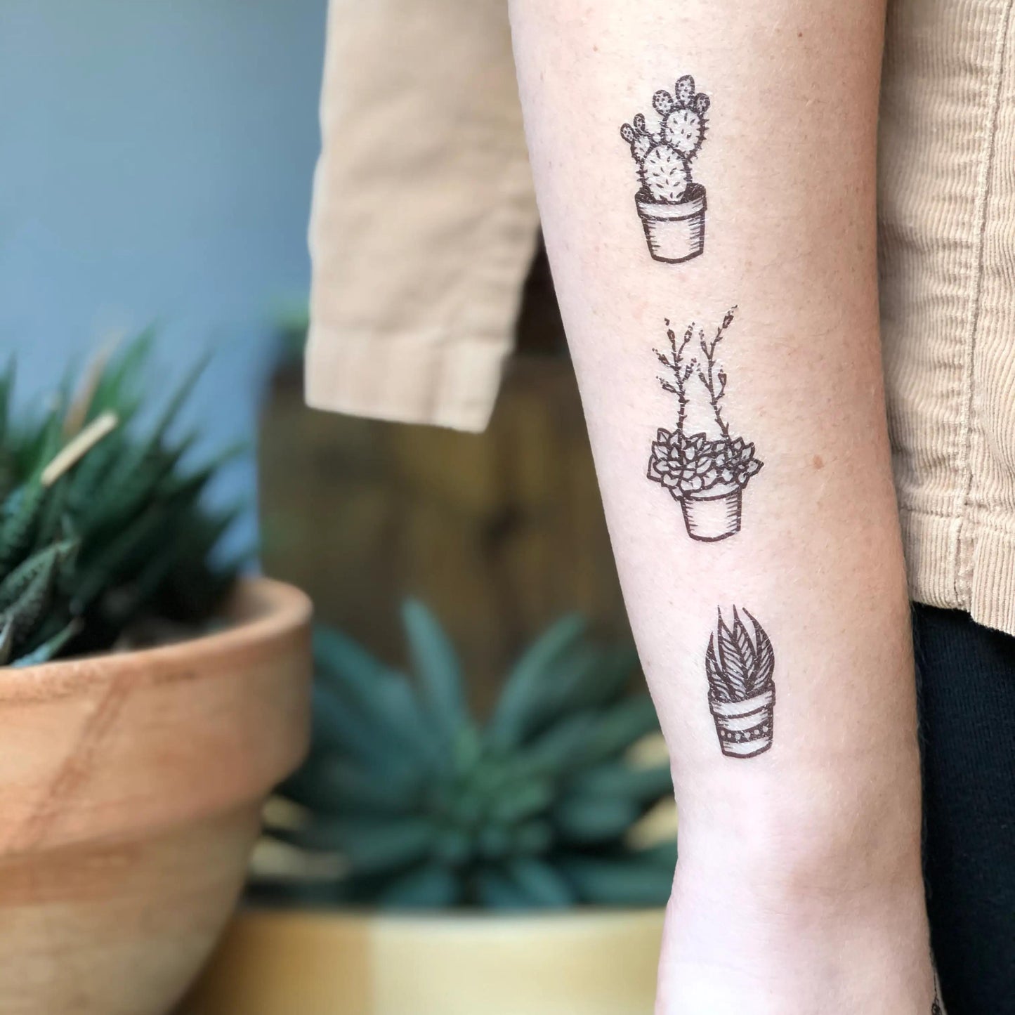 Potted Cactus Temporary Tattoo