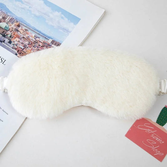 Cute plush simulation silk sleep eye mask