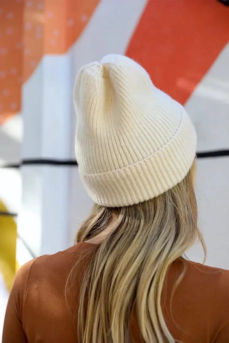 Smiley Face Ribbed Beanie