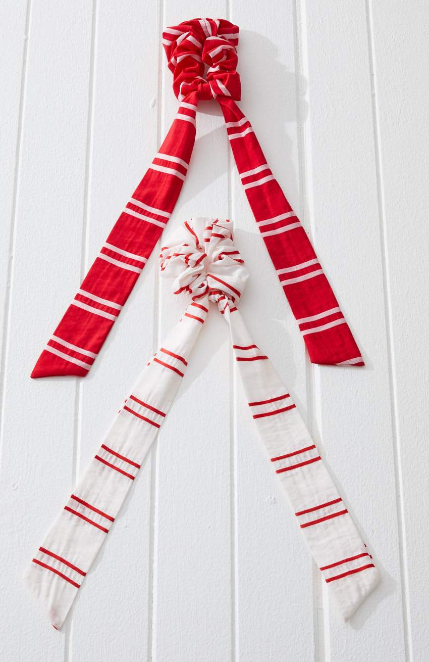 2pc Stripe Scarf Scrunchie Set -