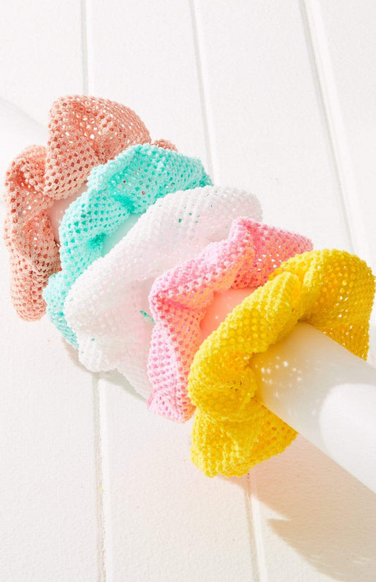 5pc Mesh Athletic Scrunchie Set Pastel Multi