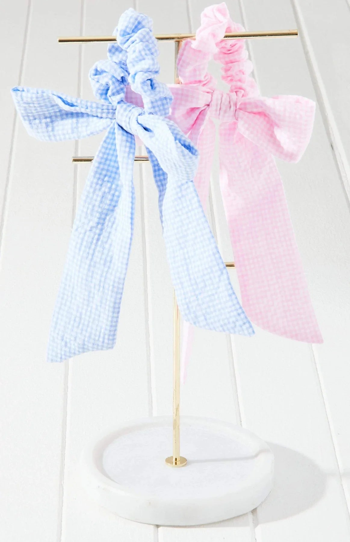 2pc Gingham Bow Scrunchie Set