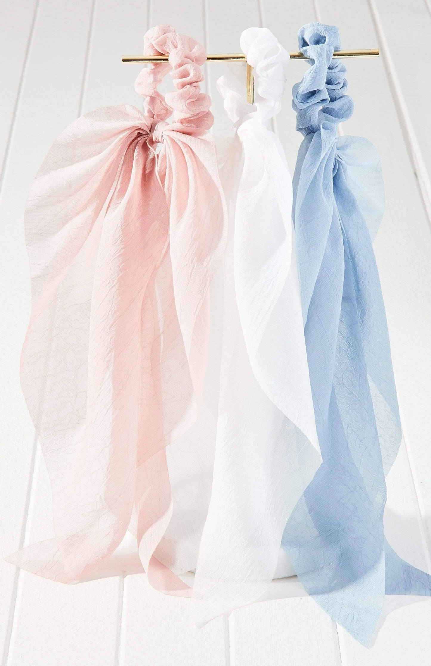 3pc Chiffon Scarf Scrunchie Set Pastel Multi