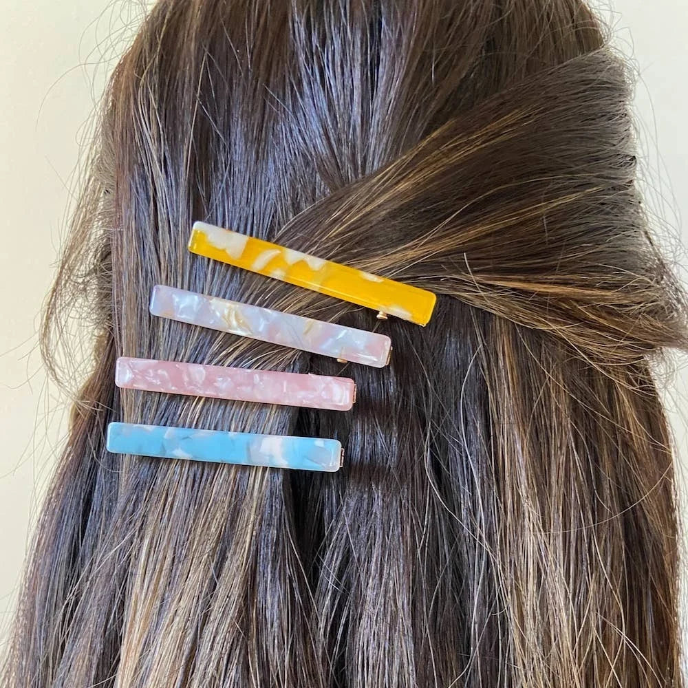 4pc Rainbow Resin Hair Clip Set