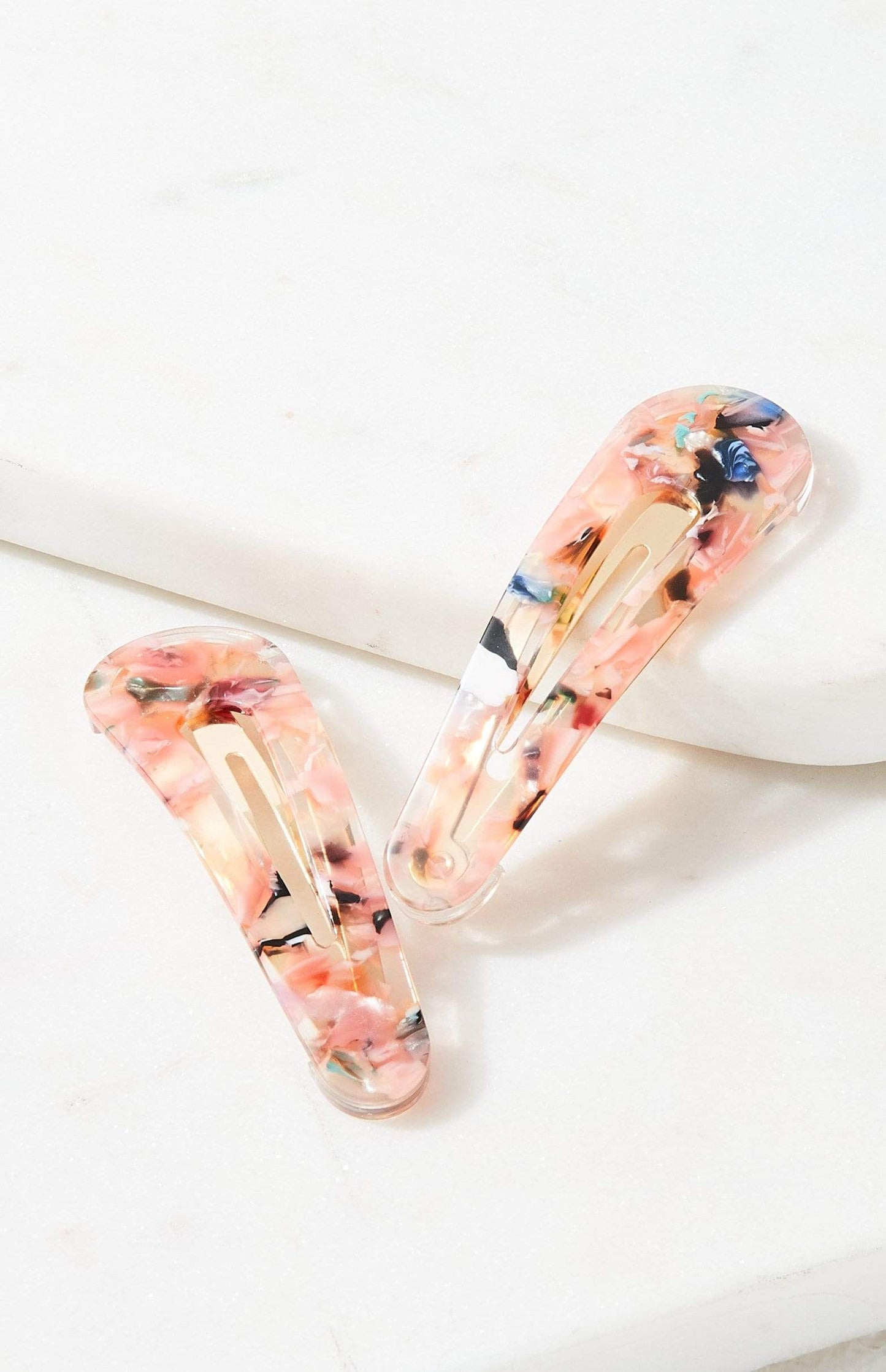 2pc Rainbow Resin Hair Clip Set - Pink